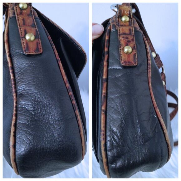 Brahmin Tuscan vintage croc-embossed satchel crossbody EUC - Picture 4 of 11
